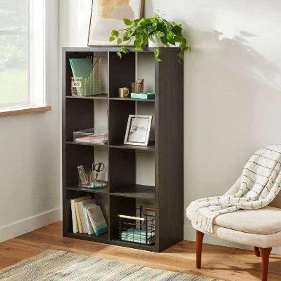 8 Cube Organizer Black - Brightroom : Versatile Shelving Unit, Wood Laminate, 30lbs Capacity per Shelf