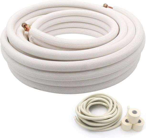 Findmall 50FT Air Conditioning Tubing Hose Extension 1/4" And 3/8" Twin Insulated Copper Hoses Fit For Mini Split Air Conditioner