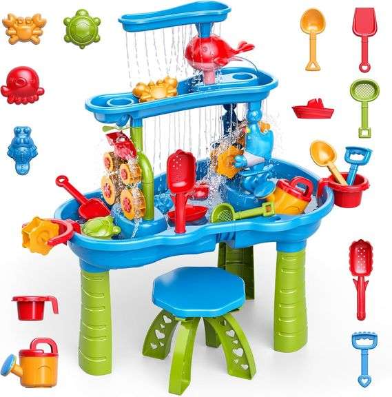 3-Tier Water Table for Kids Ages 3-5 4-8, Toddlers Outdoor Summer Water Table Beach Toys, Kids Activity Sensory Table Toddler Sand Box Play Table with