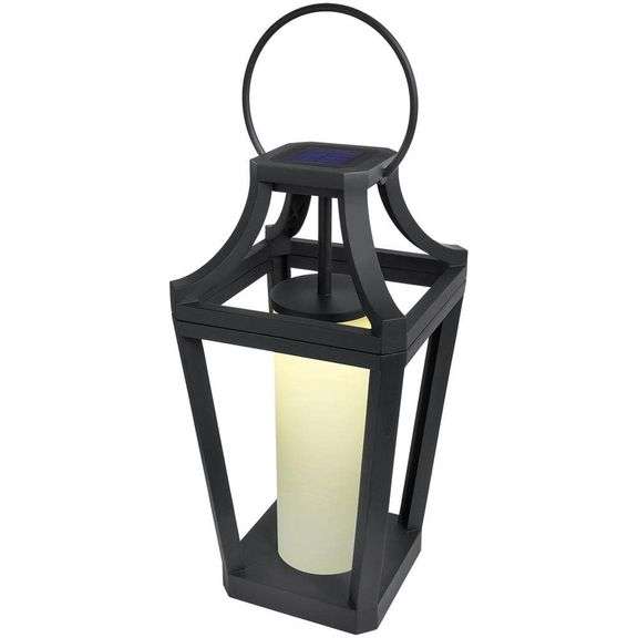 Springfield Black Dusk to Dawn Integrated LED Outdoor Solar Lantern