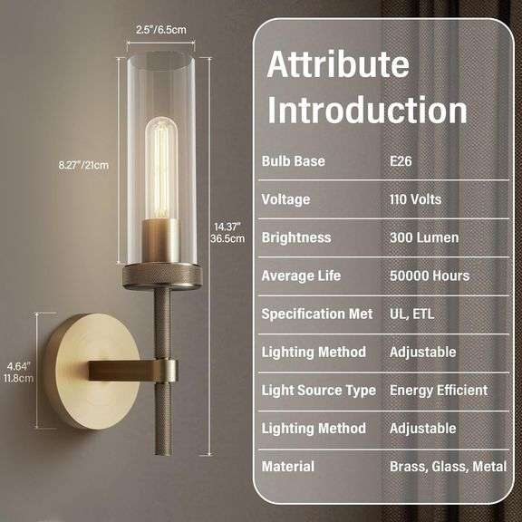 RINGRAIN Brass Wall Sconces Set of Two14.37' Knurled Texture Indoor Wall Light Fixtures, Bathroom Vanity Light Fixtures with Clear Glass, Modern Wall