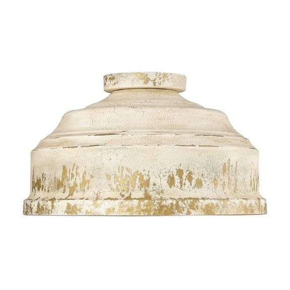 Golden Lighting Keating 3-Light Antique White Flush Mount Light