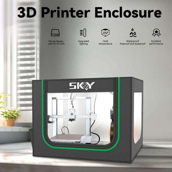 3D Printer Enclosure for Bambu Lab A1,A1 Mini with LED Light, Fireproof Dustproof Tent Constant Temperature Protective Cover,800 * 580 * 580mm