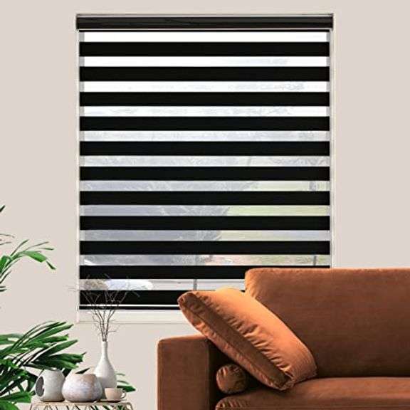 Blackout Zebra Blinds, Dual Layer Free-Stop, Room Darkening Zebra Shades, Blinds for Indoor Windows, Light Filtering Privacy Sheer Shade for Home(31"