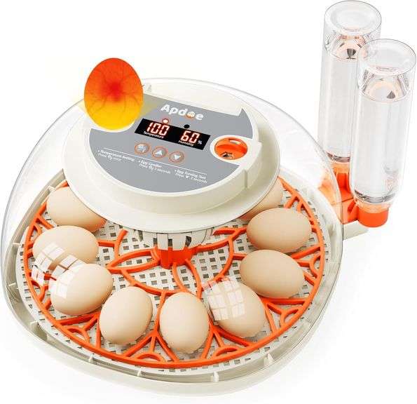 12 Egg Incubator with Temperature and Humidity Display, Automatic Egg Turning, Egg Candler, Automatic Water Bottle Refill, Air Vent, Hatching Chicken