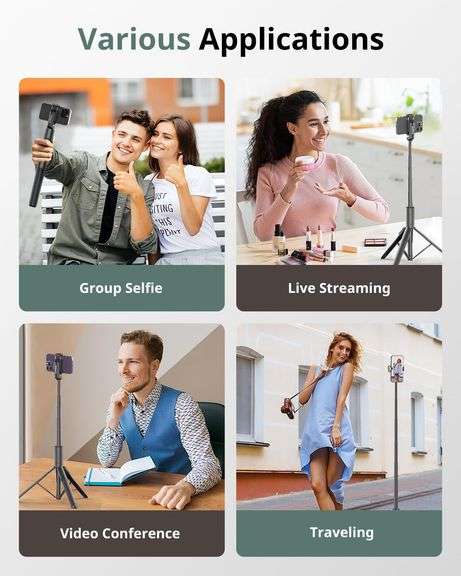Sensyne 60" Phone Tripod & Selfie Stick, Lightweight All in One Phone Tripod Integrated with Wireless Remote Compatible with All Cell Phones for Selfi