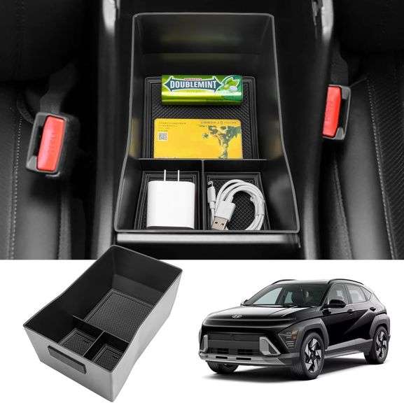 (2) Neepiar Center Console Organizer Compatible with 2024 Hyundai Kona N-Line Limited Insert Tray Secondary Interior Accessories-Only Fit Electronic T