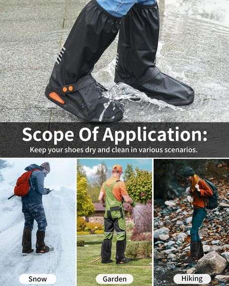 Turvertun Waterproof Rain Shoe Covers for Men and Women, Upgraded Non-Slip Rain Boot Covers with Reflector, Reusable Snow Shoe Covers for Traveling an