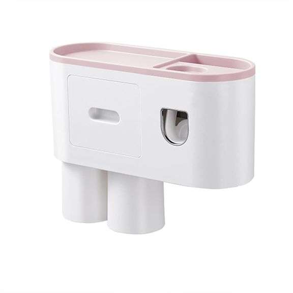 CASUN Multifunctional Wall-Mounted Toothbrush Holder Automatic Toothpaste Dispenser Kit with 4 Toothbrush Slots and Drawer Magnetic,Space-Saving Tooth