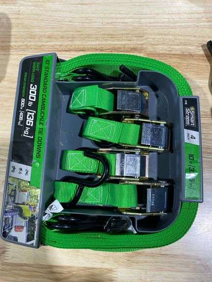 10 ft. Green Cambuckle Tie Down Straps with 300 lb. Safe Work Load - 4 pack