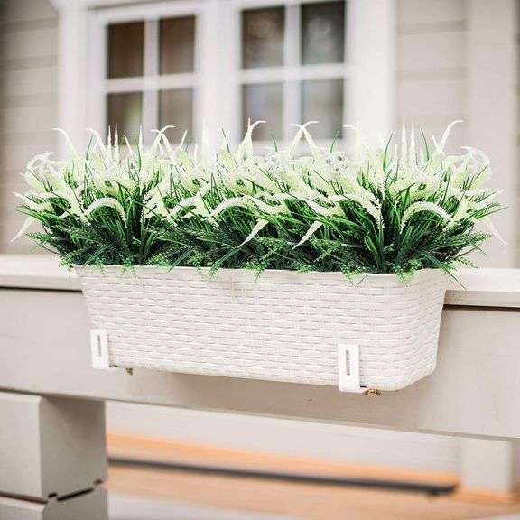 HANDIC 8pcs Artificial Flowers for Outdoor Fake Flowers Plants Plastic Flowers for Outdoor UV Resistant Faux Flower (White)