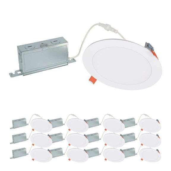 HLBSL 6 in. Canless Integrated LED, 600 Lumens, 5CCT, White (12-Pack)