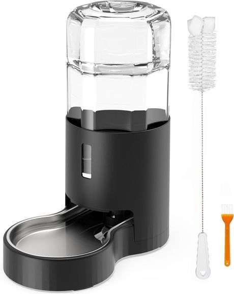 7L Automatic Dog Water Dispenser Bowl, Gravity Pet Water Dispenser with Stainless Steel Bowl, No Spilling Large Capacity Water Feeder for Dogs Cats (7