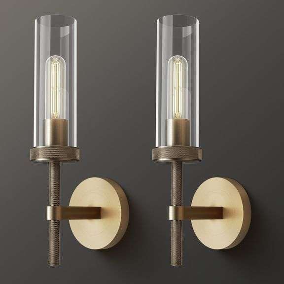 RINGRAIN Brass Wall Sconces Set of Two14.37' Knurled Texture Indoor Wall Light Fixtures, Bathroom Vanity Light Fixtures with Clear Glass, Modern Wall
