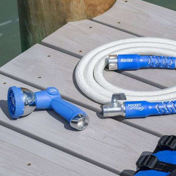 Expandable Marine Hose, UV Protection, 3/4 in x 100 ft. Hose, On/Off Valve, BONUS 10 Pattern Sprayer, AS-SEEN-ON-TV