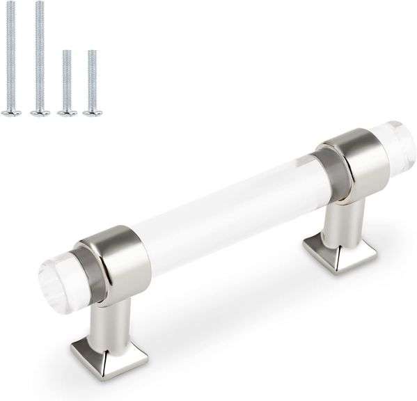 10 Pack Orger Kitchen Cabinet Knobs Silver Drawer Handles - Crystal Acrylic With Zinc Alloy Base Single Hole Centers Knobs For Cabinets Dresser Cupboard Wardrobe, Pulls - Canada