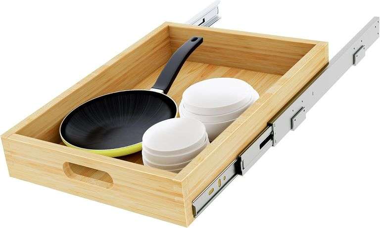 Petpvilit Pull Out Cabinet Organizer, 1PC 15 W x 21 D Soft Close Slide Out Wood Drawer Storage Shelves for Kitchen, Base Cabinet Organization for Pant