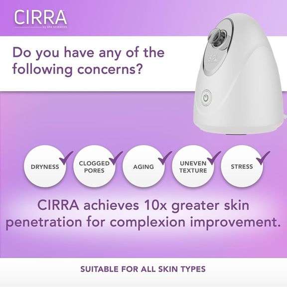 Spa Sciences - CIRRA - Nano Ionic Facial Steamer with UVC Sanitizing Protection, Aromatherapy Function, Detox Pores, and Boost Circulation - Includes