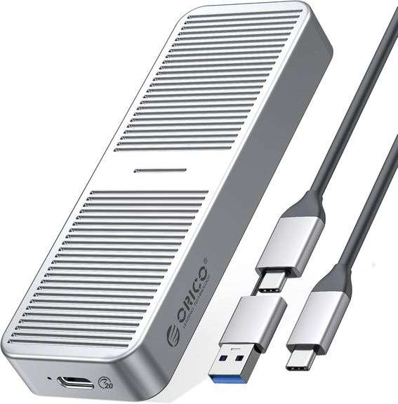 ORICO Upgraded Aluminum M.2 NVMe SSD Enclosure Reader 20Gbps to USB C 3.2/3.1 Gen 2 to M2 NVMe PCI-E M-Key SSD External Adapter Support UASP Trim Smar