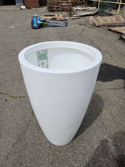 35 in. Tall White Verona Plastic Planter