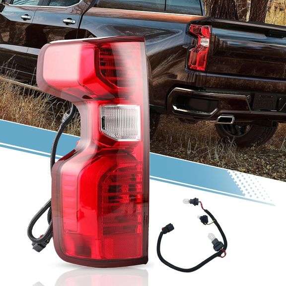 VPIMOZO Tail Lights Assembly Compatible With 19-23 2019 2020 2021 2022 2023 Chevy Silverado 1500 2500/3500HD Halogen Rear Tail Light Housing With Bulb