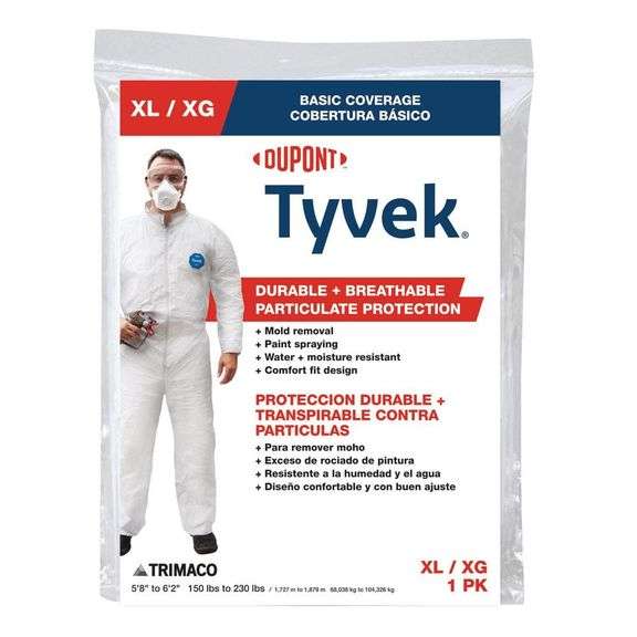 (9)DuPont Tyvek XL No Elastic Disposable Coverall