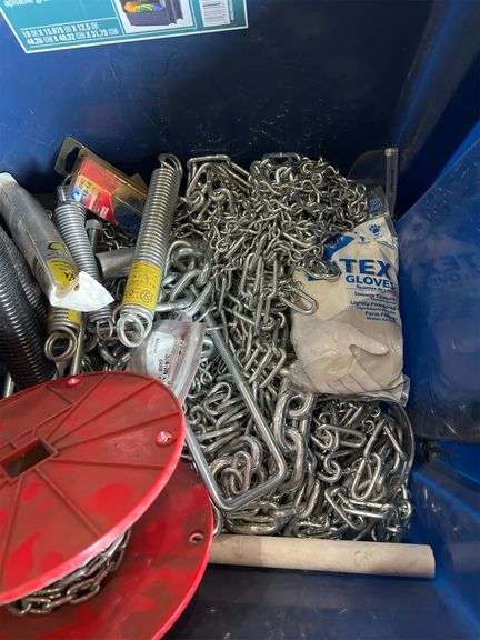 Bin of Assorted Chain and Springs