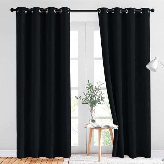 NICETOWN Blackout Curtain Panels 84" - Light Reducing Thermal Insulated Solid Grommet Blackout Curtains/Panels/Drapes for Livingroom (Set of 2, 52 Inc