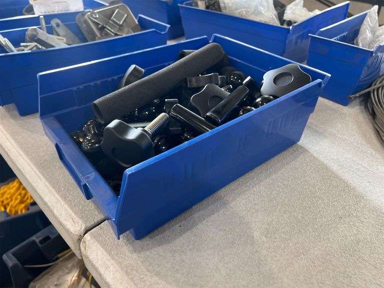 Bin of Assorted knobs and handles