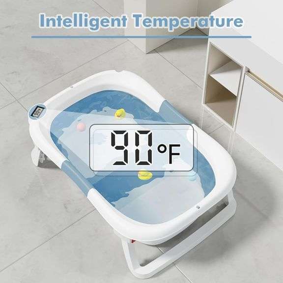 thumbnail image 2 of Collapsible Baby Bathtub,Baby Bath Tub With Soft Cushion Thermometer Shower Cap Baby Bathtub Newborn Toddler 0 36 Months Portable Travel Baby Tubs Green 2 of 11
