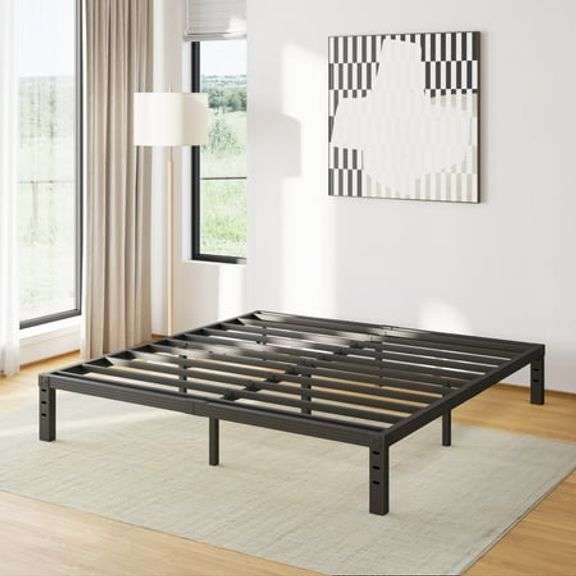 COMASACH 12 inch Queen Bed Frame, Easy Assembly, No Box Spring Needed, Heavy Duty Metal Platform Queen Size, Noise Free, Black