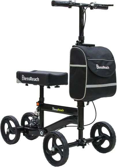 BlessReach Economy Knee Scooter, Steerable Knee Walker, Foldable Knee Scooters for Foot Injuries Adult Best Crutches Alternative Black