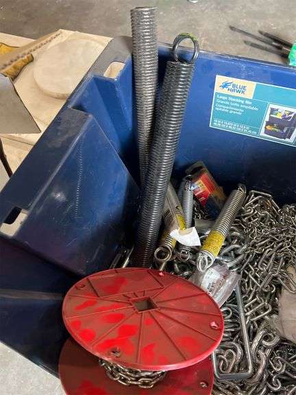 Bin of Assorted Chain and Springs