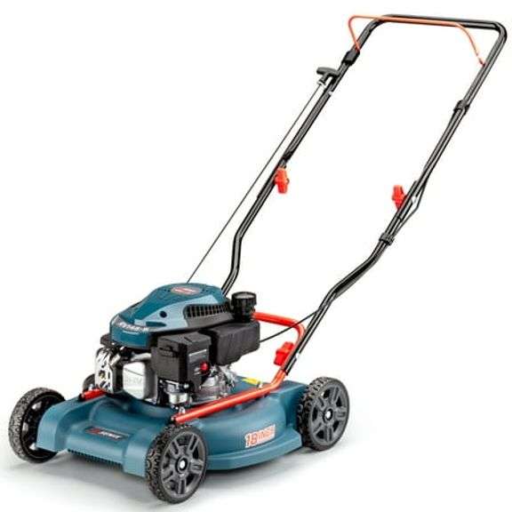 SENIX 18in Gas Lawn Mower, 144cc 4-Cycle Engine, Push Lawnmower with Side Discharge, LSPG-L1