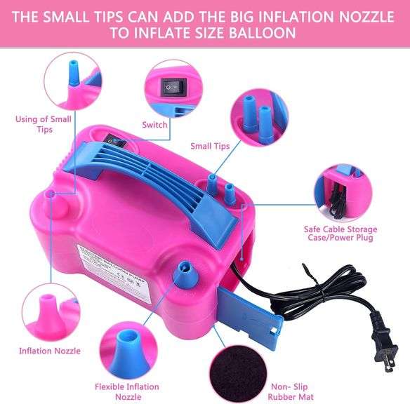 Electric Balloon Pump,Balloon Inflator, Dual Nozzle Electric Air Pump,Balloon Pump Balloons Blower 110V 600W for Party Decoration with Gifts:2 Balloon