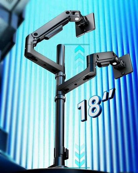Curved Monitor Mount ARES WING Dual Monitor Mount, Adjustable Stacked Monitor Stand With USB A/C, Heavy Duty Gas Spring Monitor Desk Stand For 2 Monitors For 24-57 Inch Ultrawide Screen, 75/100/200 Vesa