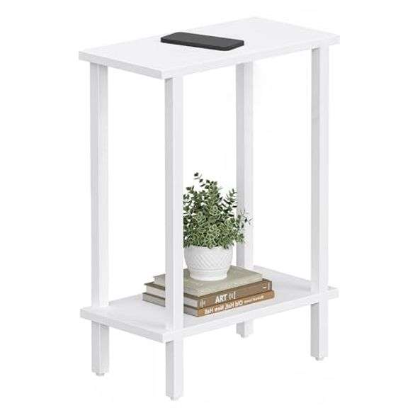 TUTOTAK Small White End Table, 7.9"D x 15.8"W x 22.5"H, Living Room, Bed Room