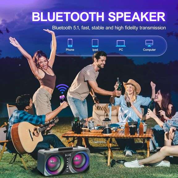 Karaoke Machine for Adults Kids with 2 Wireless Microphones, Portable Bluetooth Speaker with 9 Modes Dynamic LED Lights, Karaoke Speaker with PA Syste
