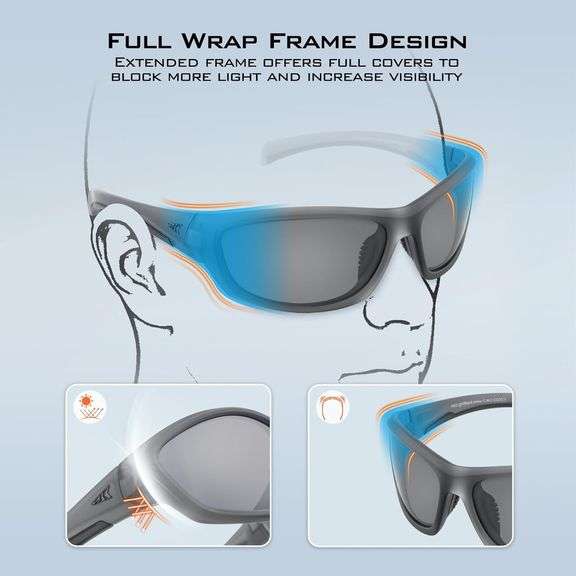 KastKing Hiwassee Polarized Sport Sunglasses for Men and Women, Wrap Sunglasses for Fishing Cycling and Running,UV Protection