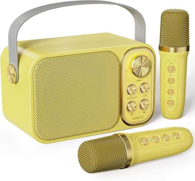 Mini Karaoke Machine for Kids Adults, Portable Bluetooth Speaker with 2 Wireless Microphones, Kids Karaoke Machine for Girls Boys, Toys Birthday Gifts