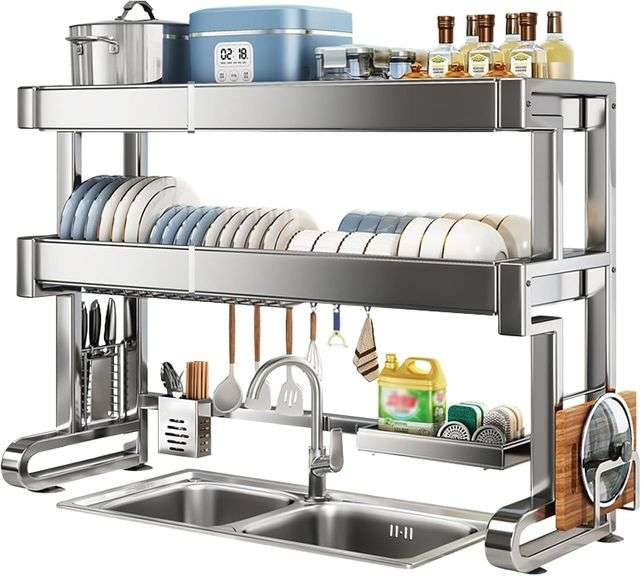 ATQIK Over Sink Dish Drying Rack 3 Tier Dish Drying Rack Full 304 ...