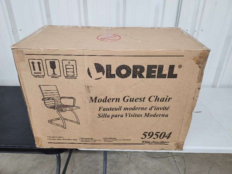 Lorell Modern Bonded Leather Mid-Back Guest Chair, White, Set Of 2 MPN:59504