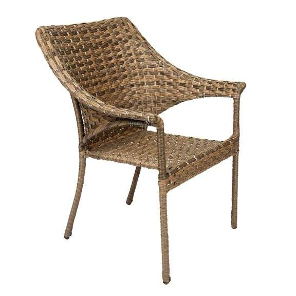 Style Selections Lola Wicker Stackable Black Steel Frame Stationary Conversation Chair with Woven Seat
