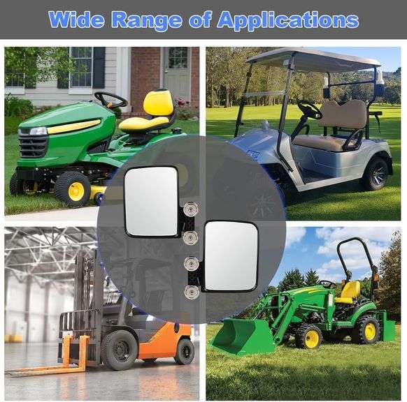 WMPHE Universal Magnetic Tractor Mirrors Golf Cart Mirrors Side View No-Drilling Magnetic Mirror Compatible with John Deere Tractor Accessories Kubota