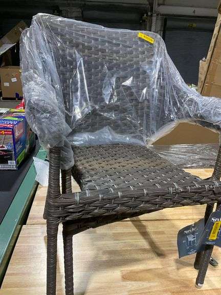 Style Selections Lola Wicker Stackable Black Steel Frame Stationary Conversation Chair with Woven Seat