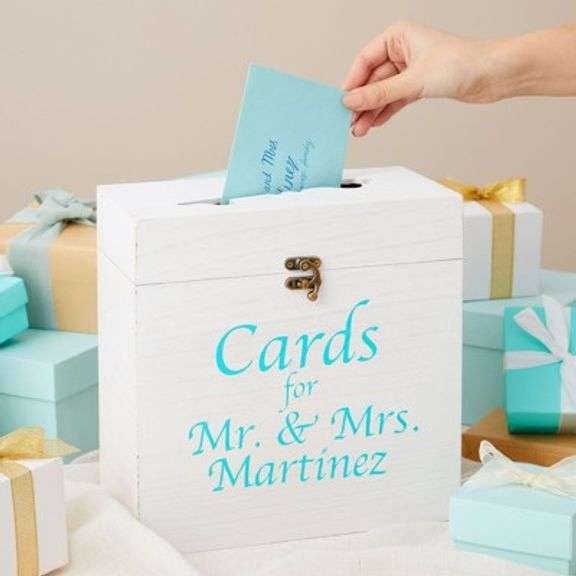 Juvale Wooden Wedding Card Box for Reception With Clasp and Slot, 9.75 x 5 x 10 Inches, White