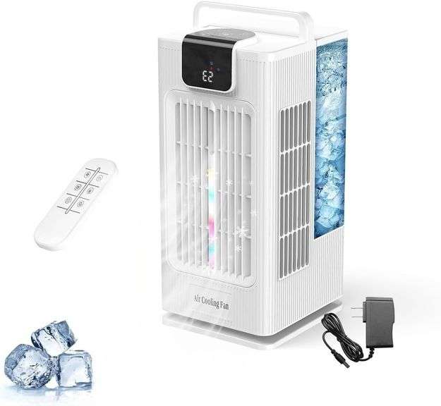 TOHwTOH Portable Air Conditioner, 4 Speeds Evaporative Air Cooler Fan with 120 Oscillation, 2000ml Water Tank, Remote Control & 8H Timer, 12 Modes, Hu