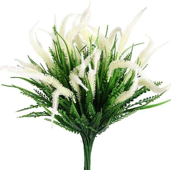 HANDIC 8pcs Artificial Flowers for Outdoor Fake Flowers Plants Plastic Flowers for Outdoor UV Resistant Faux Flower (White)