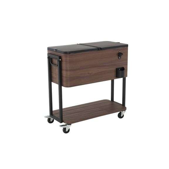 StyleWell 80 Qt. Brown Woodgrain Cooler with Black