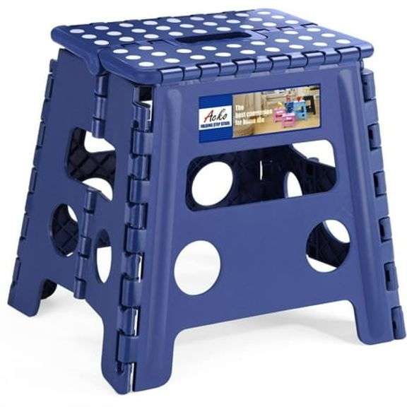 ACSTEP Folding Step Stool 13' Tall Kids Step Stool Plastic Step Stools with Non-Slip Surface - Royal Blue